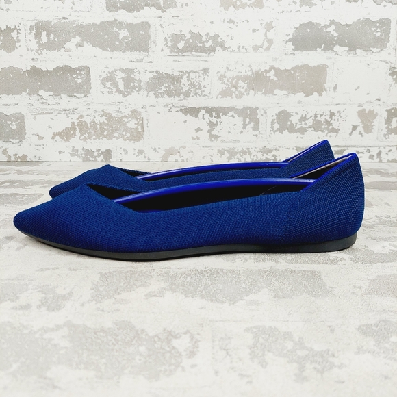 New Rothy's The Flat Blue Knit Pointy Toe Slip On Loafers F1